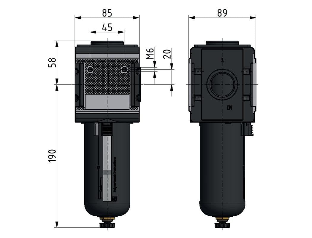 Voorfilter 0.3micron G1'' 2000l/min Semi-Auto Beschermende Kooi Polycarbonaat Multifix 4