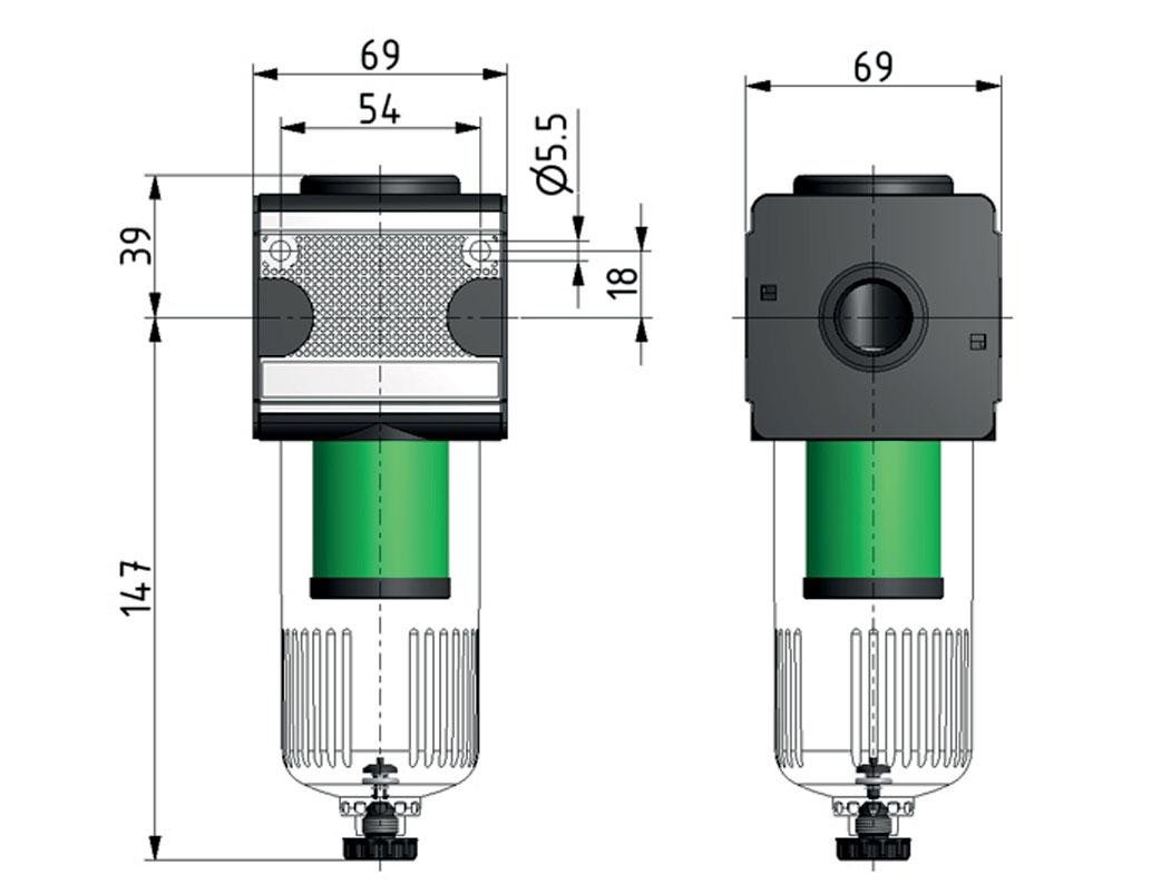 Microfilter 0.01micron G1/2'' 720l/min Auto Beschermende Kooi Polycarbonaat Multifix 2