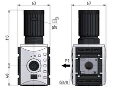 Drukregelaar voor Manifold Assemblage G1/2''&3/8'' 5200l/min 0.5-10.0bar/7-145psi PA Futura 2