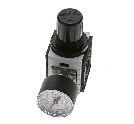Drukregelaar voor Manifold Assemblage G1/4'' 1000l/min 0.5-8.0bar/7-116psi PA 40 mm Manometer Futura 0