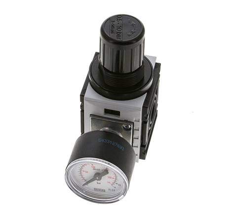 Drukregelaar voor Verdeelblok G1/4'' 1000l/min 0,5-10,0bar/7-145psi 40 mm Manometer Futura 0