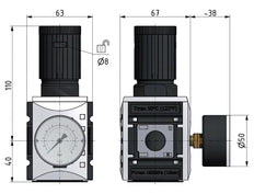 Precisie Drukregelaar G3/8'' 4500l/min 0.2-4.0bar/3-58psi PA Futura 2