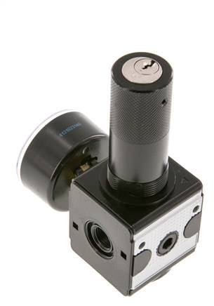 Precisie Drukregelaar G1/4'' 2100l/min 0.1-3.0bar/1-44psi Zink Spuitgiet Cilinderslot Multifix 1