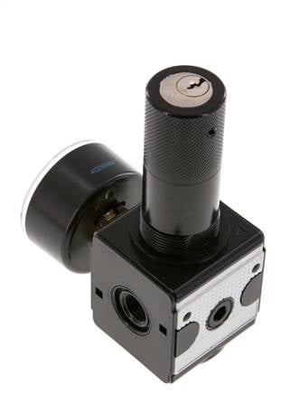 Precisie Drukregelaar G1/4'' 2100l/min 0.2-6.0bar/3-87psi Zink Spuitgiet Cilinderslot Multifix 1