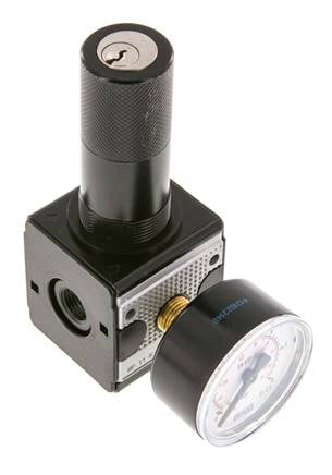 Precisie Drukregelaar G1/4'' 2100l/min 0.1-3.0bar/1-44psi Zink Spuitgiet Cilinderslot Multifix 1