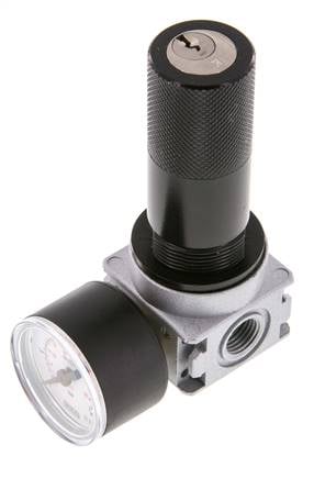 Drukregelaar G1/4'' 1450l/min 0.1-3.0bar/1-44psi Zinkspuitgietwerk 40 mm Manometer Cilinderslot Multifix 0