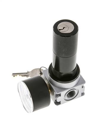 Drukregelaar voor Manifold Assemblage G1/4'' 1450l/min 0.1-3.0bar/1-44psi Zink Spuitgietwerk 40 mm Manometer Cilinderslot Multifix 0