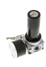 Drukregelaar voor Manifold Assemblage G1/4'' 1450l/min 0.1-3.0bar/1-44psi Zink Spuitgietwerk 40 mm Manometer Cilinderslot Multifix 0