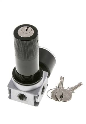 Drukregelaar voor Manifold Assemblage G1/4'' 1450l/min 0.1-3.0bar/1-44psi Zink Spuitgietwerk 40 mm Manometer Cilinderslot Multifix 0