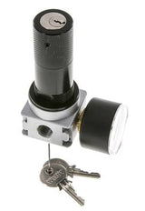 Drukregelaar voor Manifold Assemblage G1/4'' 1450l/min 0.1-3.0bar/1-44psi Zink Spuitgietwerk 40 mm Manometer Cilinderslot Multifix 0