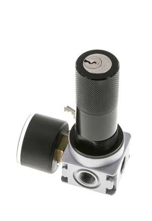 Drukregelaar voor Manifold Assemblage G1/4'' 1450l/min 0.1-3.0bar/1-44psi Zink Spuitgietwerk 40 mm Manometer Cilinderslot Multifix 0