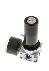 Drukregelaar voor Manifold Assemblage G1/4'' 1450l/min 0.1-3.0bar/1-44psi Zink Spuitgietwerk 40 mm Manometer Cilinderslot Multifix 0
