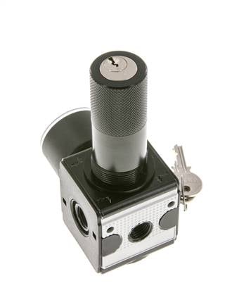 Drukregelaar voor Manifold Assemblage G1/4'' 2250l/min 0.5-16.0bar/7-232psi Zink Spuitgietwerk 40 mm Manometer Cilinderslot Multifix 1