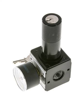 Drukregelaar voor Manifold Assemblage G1/4'' 2250l/min 0.5-10.0bar/7-145psi Zink Spuitgiet 40 mm Manometer Cilinderslot Multifix 1