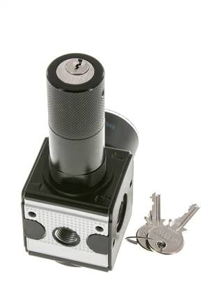 Drukregelaar voor Manifold Assemblage G1/4'' 2250l/min 0.5-10.0bar/7-145psi Zink Spuitgiet 40 mm Manometer Cilinderslot Multifix 1