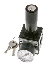 Drukregelaar voor Manifold Assemblage G1/4'' 2250l/min 0.5-10.0bar/7-145psi Zink Spuitgiet 40 mm Manometer Cilinderslot Multifix 1