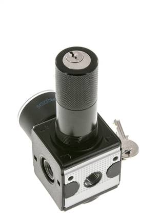 Drukregelaar voor Manifold Assemblage G1/4'' 2250l/min 0.5-10.0bar/7-145psi Zink Spuitgiet 40 mm Manometer Cilinderslot Multifix 1