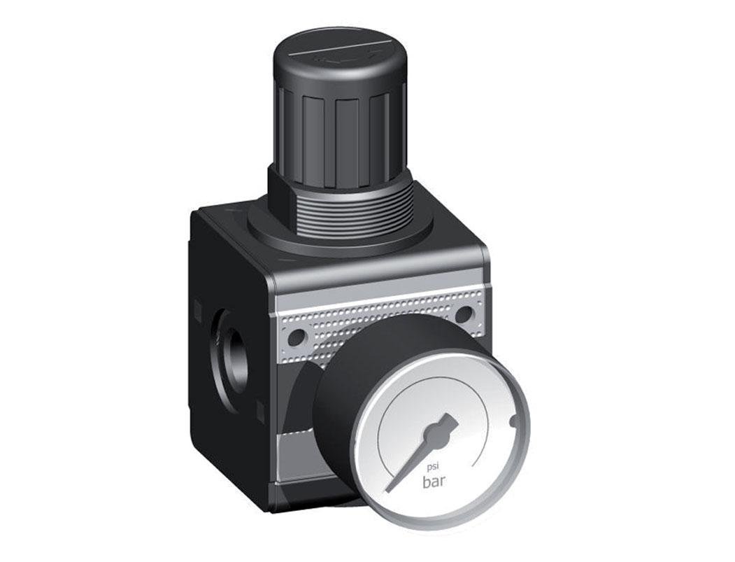 Drukregelaar voor Manifold Assemblage G1/4'' 2250l/min 0.2-6.0bar/3-87psi Zink Spuitgiet 40 mm Manometer Cilinderslot Multifix 1