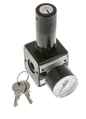 Drukregelaar voor Manifold Assemblage G1/4'' 2250l/min 0.2-6.0bar/3-87psi Zink Spuitgiet 40 mm Manometer Cilinderslot Multifix 1