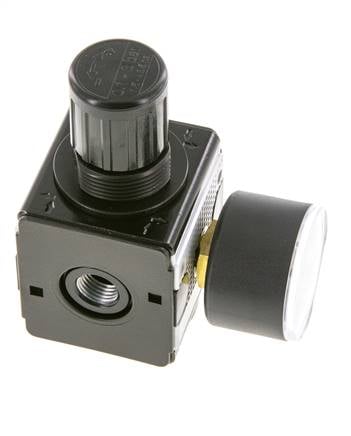 Drukregelaar voor Manifold Assemblage G1/4'' 2250l/min 0.1-3.0bar/1-44psi Zink Spuitgietwerk 40 mm Manometer Multifix 1