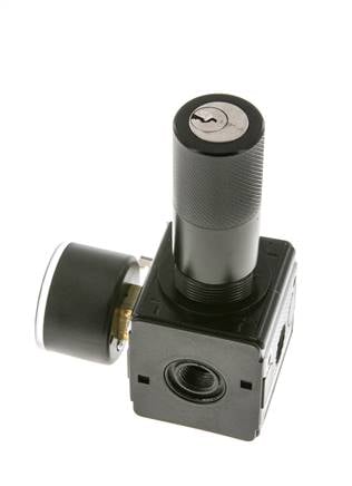 Drukregelaar voor Manifold Assemblage G1/4'' 2250l/min 0.2-6.0bar/3-87psi Zink Spuitgiet 40 mm Manometer Cilinderslot Multifix 1