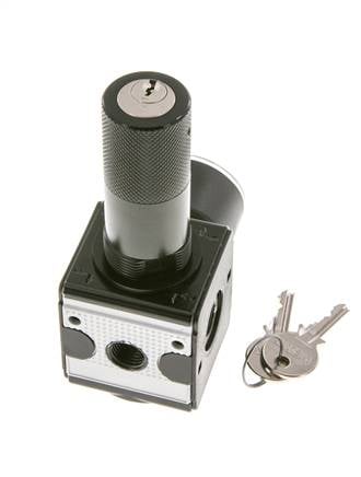 Drukregelaar voor Manifold Assemblage G1/4'' 2250l/min 0.5-16.0bar/7-232psi Zink Spuitgietwerk 40 mm Manometer Cilinderslot Multifix 1