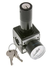 Drukregelaar voor Manifold Assemblage G1/4'' 2250l/min 0.5-10.0bar/7-145psi Zink Spuitgiet 40 mm Manometer Cilinderslot Multifix 1
