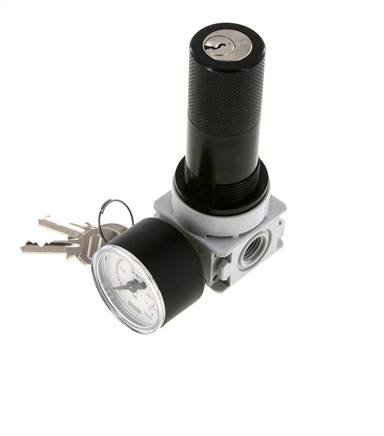 Drukregelaar G1/4'' 700l/min 0,5-10,0bar/7-145psi 40 mm Manometer Cilinderlock Multifix 0