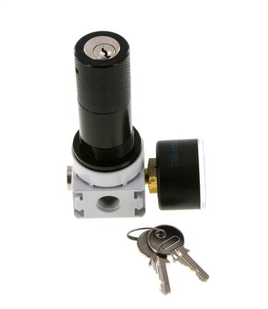 Drukregelaar G1/4'' 700l/min 0,1-3,0bar/1-44psi 40 mm Manometer Cilinderlock Multifix 0