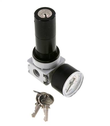 Drukregelaar G1/4'' 700l/min 0,5-10,0bar/7-145psi 40 mm Manometer Cilinderlock Multifix 0