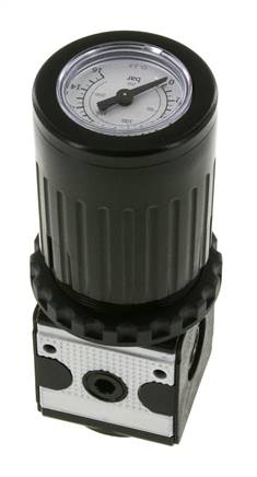 Drukregelaar G1/4'' 2100l/min 0.5-10.0bar/7-145psi Zinkspuitgietknop met Manometer Multifix 1