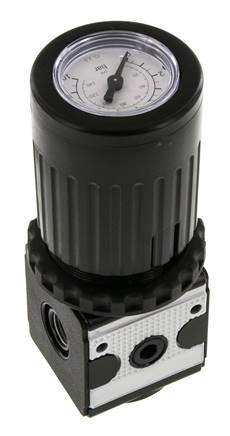 Drukregelaar G1/4'' 2100l/min 0.2-6.0bar/3-87psi Zinkspuitgietknop met Manometer Multifix 1