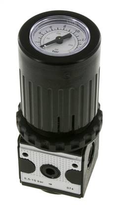 Drukregelaar G1/4'' 2100l/min 0.5-10.0bar/7-145psi Zinkspuitgietknop met Manometer Multifix 1