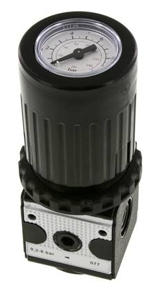 Drukregelaar G1/4'' 2100l/min 0.2-6.0bar/3-87psi Zinkspuitgietknop met Manometer Multifix 1