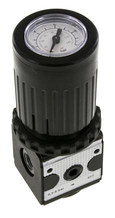 Drukregelaar G1/4'' 2100l/min 0.2-6.0bar/3-87psi Zinkspuitgietknop met Manometer Multifix 1