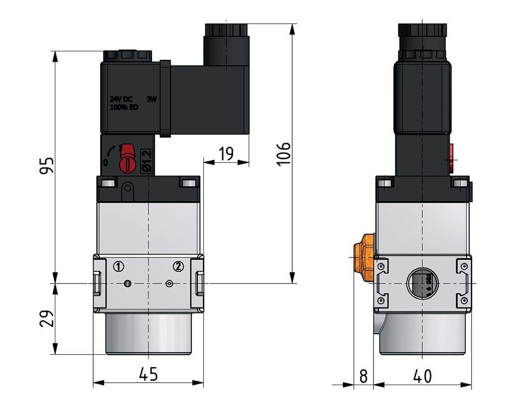 3/2 Ventiel G1/4 115VAC 1600 l/min Multifix 0
