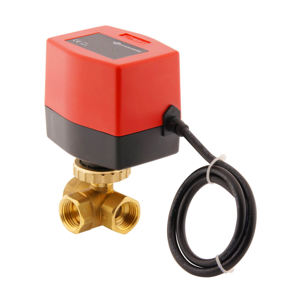 Elektrische Kogelkraan BW3 1/2" 3-weg 24V AC 3-punt