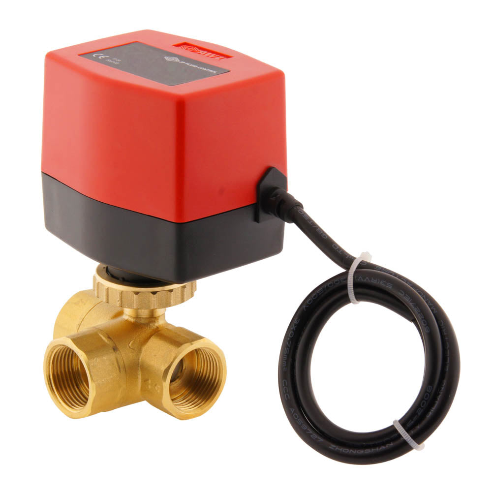Elektrische Kogelkraan BW3 3/4" 3-weg 24V AC 3-punt