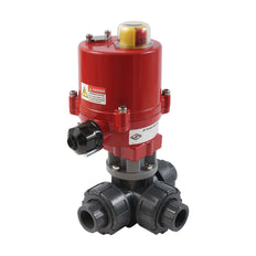 G 1 inch T-poort 3-weg PVC elektrische kogelkraan 12 V AC/DC PTFE/FKM