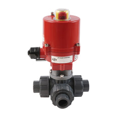 G 1/2 inch T-poort 3-weg PVC elektrische kogelkraan 100-240 V AC PTFE/FKM