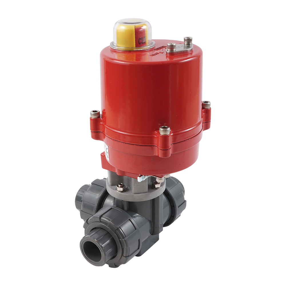 G 1 inch L-poort 3-weg PVC elektrische kogelkraan 12 V AC/DC PTFE/EPDM