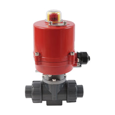 G 1 Inch L-Port 3-Weg PVC Elektrische Kogelklep 100-240 V AC PTFE/EPDM