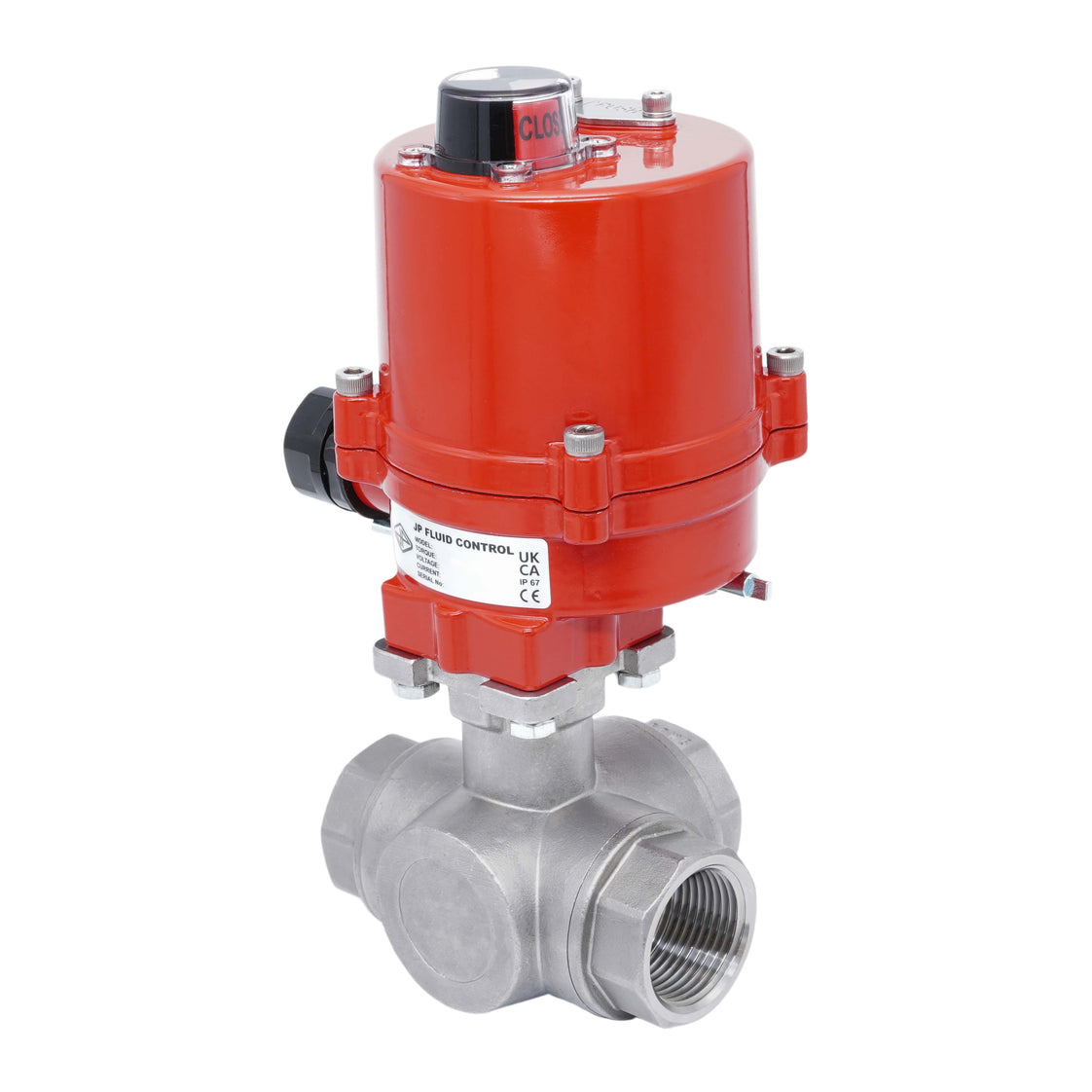 Rp 3/4'' T-Port 3-Weg RVS Elektrische Kogelkraan 100-240 V AC