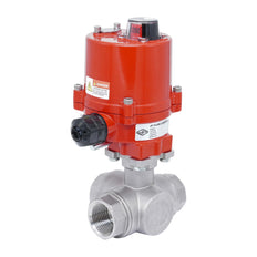Rp 1'' T-Port 3-Weg RVS Elektrische Kogelkraan 24 V AC/DC