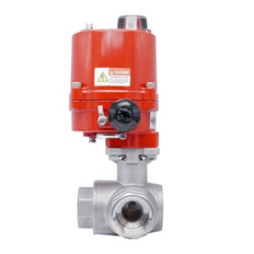 Rp 3/4'' T-Port 3-Weg RVS Elektrische Kogelkraan 12 V AC/DC