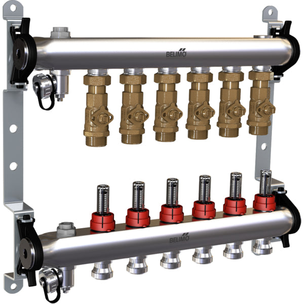 Belimo Verdeelstuk 6 X Zonekleppen 100-240VAC 75s 2/3-punts 1Nm IP40 EM-ECQ-06F/CQ230A