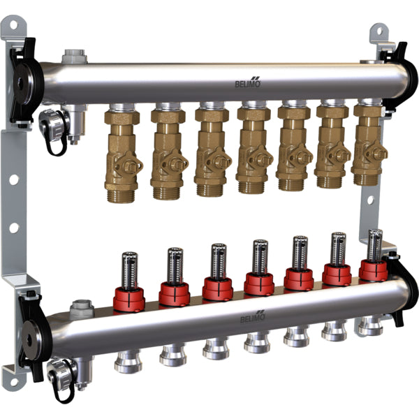 Belimo Manifold 7 X Zonekleppen 24VAC/DC 75s 2/3-punt 1Nm IP40 Aansluitklem EM-ECQ-07F/CQ24A-T