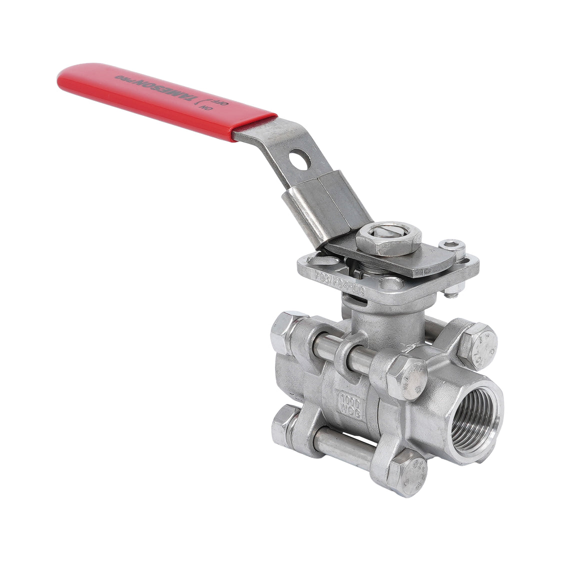 Rp 1/4'' 3-delig 2-weg Kogelkraan Van RVS 69 bar RTFE ISO-Top F03/F04 - TamesonPRO 1121-014