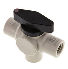 PP 3-weg Kogelkraan G 1/4'' FKM Vacuüm
