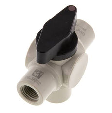 PP 3-weg Kogelkraan G 1/4'' FKM Vacuüm
